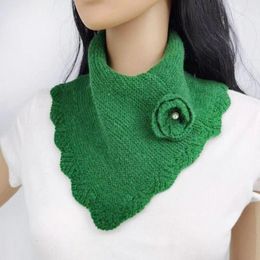 Scarves Women Knit Triangle Scarf Crochet Flower Neck Warmer Neckerchief False Collar