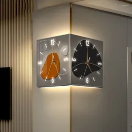 Wall Clocks Corner Two Sides Digital Clock Modern Mechanism Vintage Electronic Alarm Living Room Decoration
