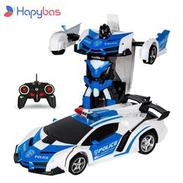 RC Car Transformation Robots Sports Vehicle Model Drift Car Toys Cool Deformation Car Kids Toys Gifts For Boys 240102