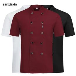 3 colors high quality Double breasted Chef uniform Restaurant el kitchen Catering jackets cooking Cafe workwear chef clothes 240102