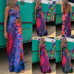 Casual Dresses Maxi Dress Women Sleeveless Spaghetti Strap Long Backless Summer Beach A-line Vestidos