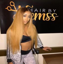1b 27 Ombre Brazilian Straight Lace Front Human Hair Wigs Honey Blonde Remy 13x4 Lace Frontal Ombre Human Hair Wig For Women4603974
