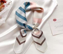 Silk Scarf Women Ladies Spring Summer Striped Small Thin Narrow Square Headband Headscarf Handle Scarves 7070cm3533515