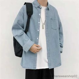 Men's Casual Shirts Men's Style Denim Shirt Long Sleeved Casual Loose Spring Autumn Shirts And Blouse Men Fashion Jacket Coat