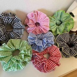 Hair Accessories French Cute 4-Layer Plaid Cotton Fabric Scrunchies Oversized Lock Edge Band For Girls Women Heardress