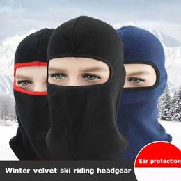 Berets Full Face Cover Ski Mask Hat Balaclava Winter Velvet Headgear Windproof Beanies Bonnet Warm Unisex Caps
