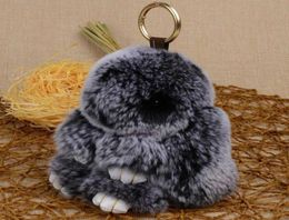 LFPU genuine Bunny Pendant Keychain Real Rex Rabbit Fur Keychain y Toy Doll Bag Car Charm Key Ring Jewelry For Women G10193437049