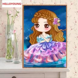 Paintings DIY 5D(Full)Diamond Embroidery Beautiful Girl Round Diamond Painting Cross Stitch Kits Diamond Mosaic Home Decoration