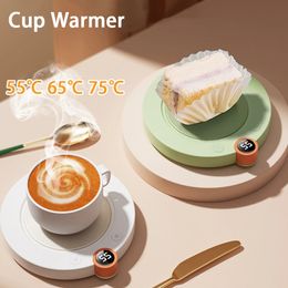 Cup Warmer Mini Portable Coffee Mug Heating Coaster 3 Gear Digital Display Thermostatic Adjustment Timing Heater for Milk Tea 240102