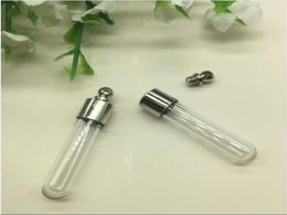 50pcslot SCREW CAP tube 356mm glass vial pendant crystal Glass Perfume Locket rice vial Screw cap Necklace charm fill bottle7804853