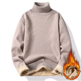Autumn Winter Mens Turtleneck Sweater Knitting Pullovers Rollneck Knitted Warm Men Jumper Slim Fit Casual 240103
