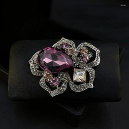 Brooches Exquisite Retro Coat Brooch High-End Women Purple Corsage Luxury Ancient High-Grade Pin Accessories Rhinestone Jewellery Gifts