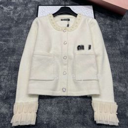 5a embroidered hoodie miu beaded cardigan coat designer sweater knitted jacket diamond casual shirt round neck hoodies