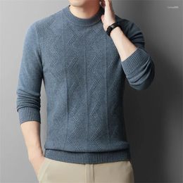 Men's Sweaters Clothing Brand Wool Knit Base Pullover Thick Warm Jacquard Sweater Men Slim Fit Casual All-match Woolen