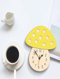 Wall Clocks Cute Cartoon Colorful Mushroom Hanging Clock Home Living Room Silent Wooden Kids Children Bedroom Decor4637829