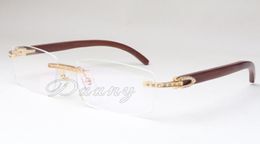 New frameless square frames T3524012 white lenses natural wooden mirror legs men039s and women039s frames eyeglassessize5955503