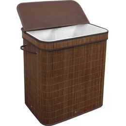 GreenCo Bamboo folding double layer laundry basket Dirty clothes storage basketEspresso 240103