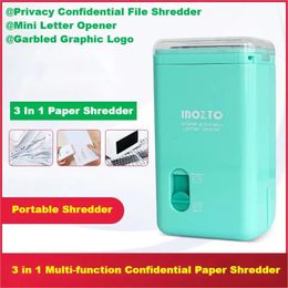 Inozto Office Paper Shredder BOMS10 Confidential Seal Letter Opener Automatic Electric Cut File Protects Privacy Easy to Carry 240102
