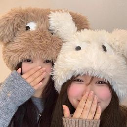 Berets Women Small Dog Plush Hat Windproof Warming Shopping Beanie For Party