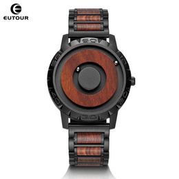EUTOUR-Men's Solid Wood Magnetic Watch Luxury Sport Quartz Waterproof Watch Original Fashion 240102