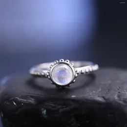 Cluster Rings GEM'S BALLET Textured Milky Blue Moonstone Ring In 925 Sterling Silver Stylish Gemstone Jewellery Gift For Her