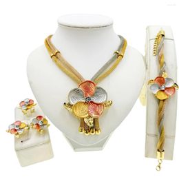 Necklace Earrings Set Bridal Tassel Pendant Flower Bracelet Ring Charm Fashion Jewellery