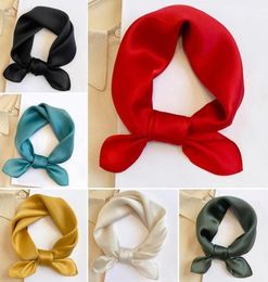 Fashion Solid Silk Square Scarf Women Head For Pink Green White Neck Scarfs Female Bandanas Lady Scarves5343650