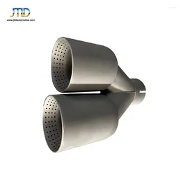 63-114 Dual Outlets Y Type Muffler Exhaust Tip For Universal Long And Short Style Sandblasting Plat Ed Outside With Small Hole