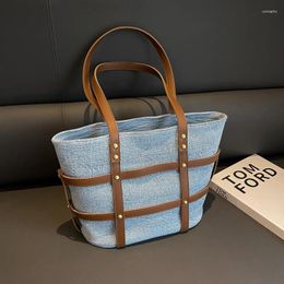 Evening Bags Trendy Large Denim Handbags And Purses Women Tote Shoulder 2024 Brand Designer Jeans Travel Bag High Quality