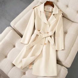 Women's Wool Blends Spring Women's Trench Coat 2023 New Long Suede Jacket Korean Version Of Long-sleeved Fashion Temperament Popular Top Trend J240103