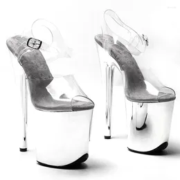 Sandals 20cm/8inches Shiny PVC Upper Electroplate Platform High Heel Sexy Model Shoes Pole Dance 265