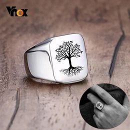 Vnox Rock Punk Tree Of Life Signet Rings for Men Jewelry Custom Words Images Personalize Engrave Gifts for Him Jewelry 240102