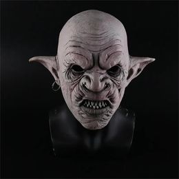 Masks New Cool Goblins Mask with Earrings on the Ear Halloween Horror Mask Creepy Costume Party Cosplay Props Men Latex Scary Mask T2007