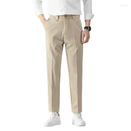 Men's Pants Autumn Winter Smooth Khaki Men Business Suit Pant Solid Color Stretch Casual Brand Clothing Thick Trousers Male 28-38