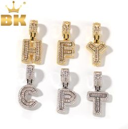 THE BLING KING Single Small Baguette Letter Pendant Necklace English Initial Letters Fashion Iced Out Cubic Zirconia Jewelry3836961