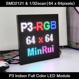 Display LED Display MinRui P3 Full Colour LED Display Screen Panels 64x64pixels 192x192mm SMD 3 In 1 RGB Module Indoor Video Wall TV HUB75E