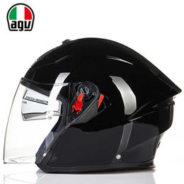 Helmets Moto AGV Motorcycle Design Safety Comfort Defective Agv K5 for Men and Women Riding Double Lens Half Helmet Motorcycle Equipment B464