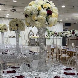 Party Decoration 10PCS Vase Trumpet Shape Crystal Wedding Table Centrepiece Event Road Lead Delicate Flower Vases For Home 115