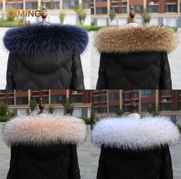 100 Real Fur Collar Luxury Warm Natural Raccoon winter Scarf Women Large Scarves For Ladies Male Jackets Coat Shawl 2201045792485
