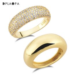 DPLAOPA 925 Sterling Silver Thin Dome Ring Pave Zircon CZ Thin Dome Ring Women Rock Punk Double Jewellery For Party 240102