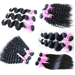 Wefts Virgin Hair Bundle Unprocessed Brazilian Peruvian Indian Malaysian Hair Extensions 5 Styles Human Weave Weft 3 Bundles Deal In Sto