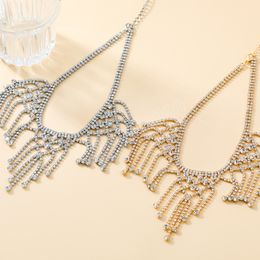 New Trend Copper Rhinestone Geometric Necklace Bridal Wedding Banquet Luxury Jewelry Women's Elegant Fashion Accessories