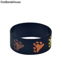 50PCS Bear paw Pride 1 Inch Wide Silicone Rubber Bracelet Black Classic Decoration Logo no Gender Jewelry3402909
