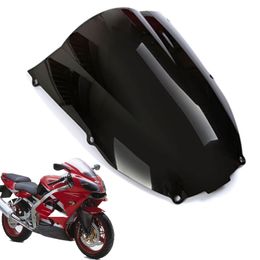 Motorcycle Clear Black Double Bubble Windscreen Windshield ABS For Kawasaki Ninja ZX6R 2000-2002