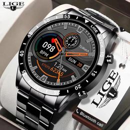 Watches LIGE 2022 New Smart Watch Men Bluetooth Call Watch IP67 Waterproof Sports Fitness Watch For Android IOS Men Smart Watch 2022+Box