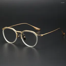Sunglasses Frames Top Quality Handmade Acetate Titanium Prescription Glasses Men Women Luxury Retro Round Oval Eyeglass Frame Eyewear