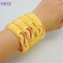 Luxury Dubai Gold Color Bangles African Bracelet For Women Charm Wedding Bracelets Arabic Hand Jewelry Hawaiian Jewelry 240103