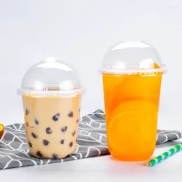 Disposable Cups Straws Tea S Cup 50pcs/pack Customization Cream Accept Ice Soft Dessert 360/500/700ml Shaped Bubble Plastic