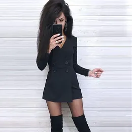 Casual Dresses Autumn And Winter Women V-Neck Short Skirt Suit Fashion Jumpsuit Slim Fit Long Sleeve Dress