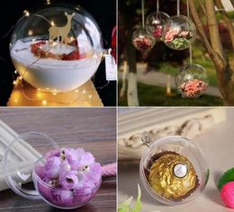 Party Supplies 200pcs 5cm/8cm/10cm Beauty Transparent Hanging Christmas Ball Baubles Clear Plastic Ornaments Fast SN1145